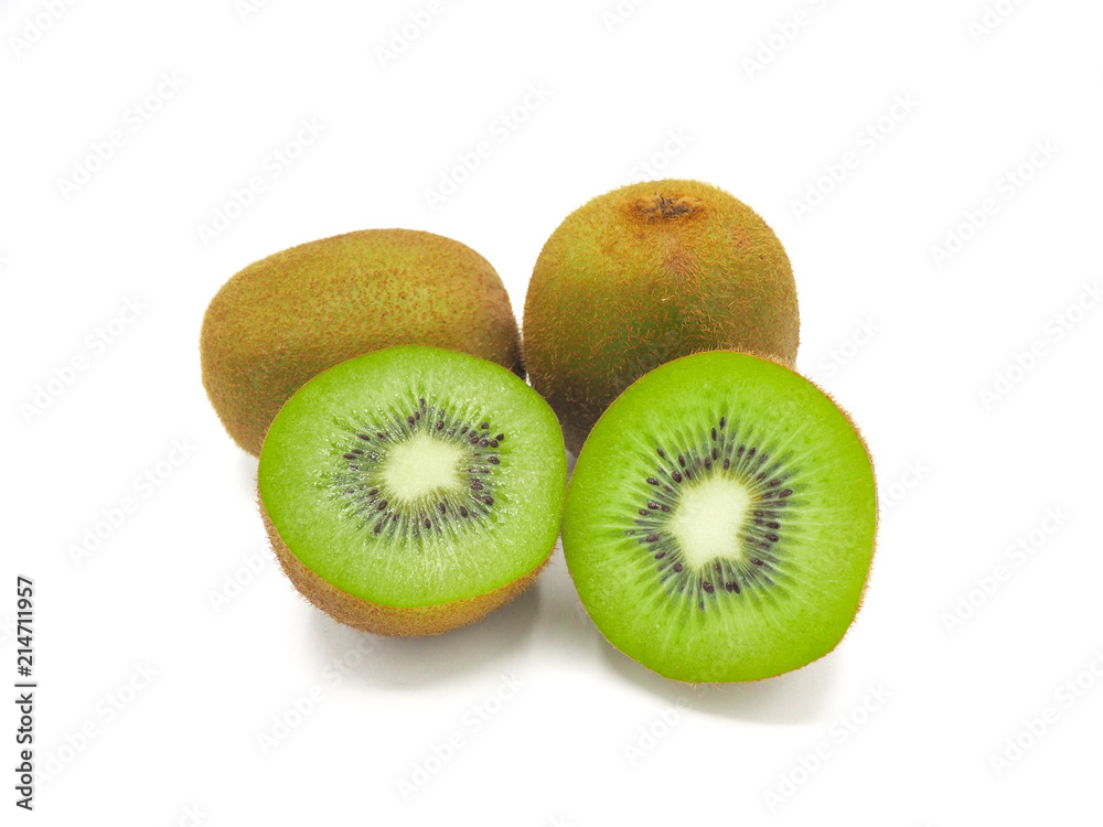 Slice of fresh juicy delicious and healthy kiwi fruit, isolated on white background. Slice of fresh juicy delicious and healthy kiwi fruit, isolated on white background.