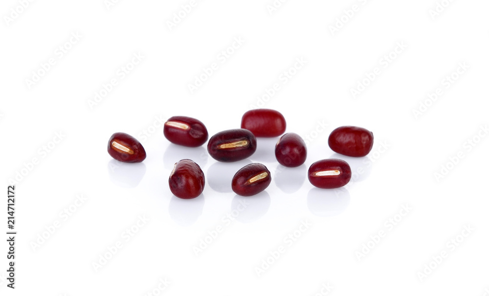Adzuki Beans, Azuki Beans, red beans on white background. Adzuki Beans, Azuki Beans, red beans on white background.