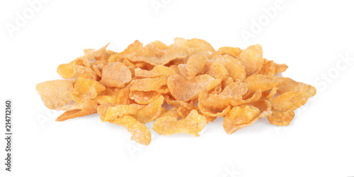 Breakfast cereal cornflakes isolated on white background.