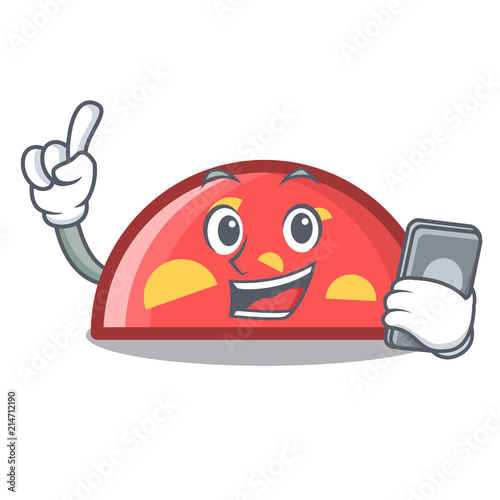 With phone semicircle character cartoon style