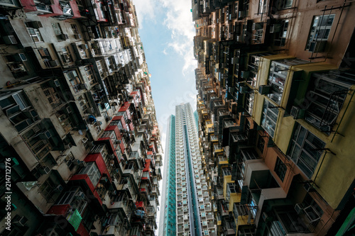 HongKong. Old tall and dense residential building in Hong Kong.