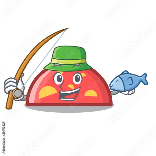 Fishing semicircle mascot cartoon style
