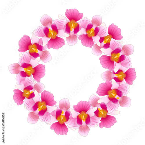 Fototapeta Naklejka Na Ścianę i Meble -  Pink Vanda Miss Joaquim Orchid Wreath