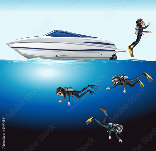 A group of scuba diving