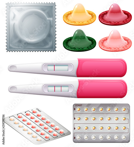 A set of birth control objects