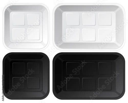 Set of empty plastic trays