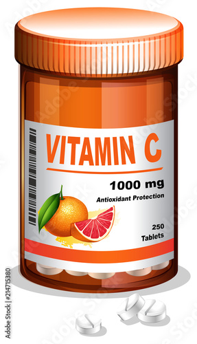 A bottle of vitamin C tablets