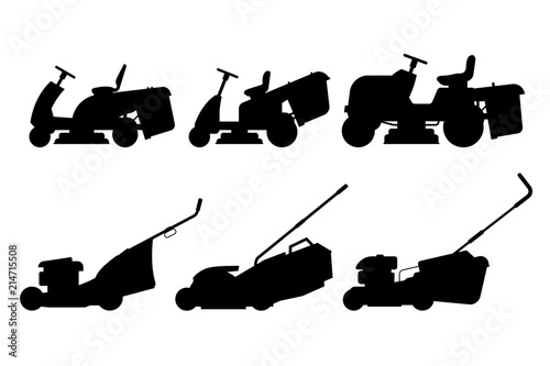 Set of lawnmower. flat style. isolated on white background