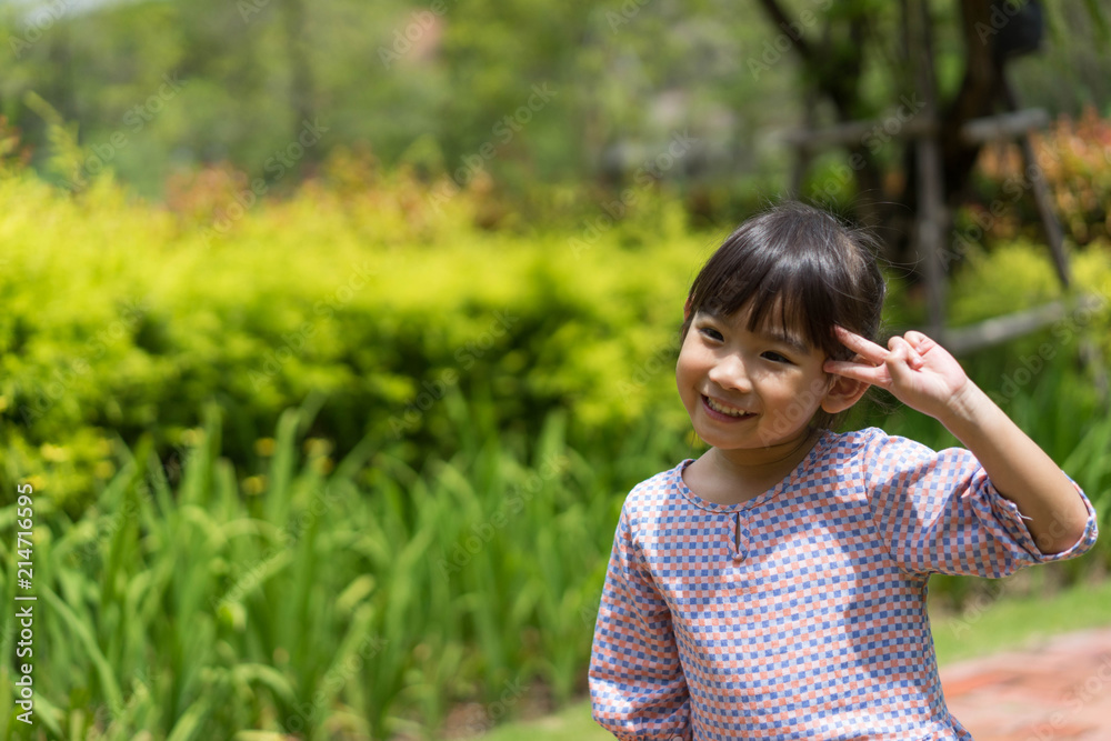 Portrait Asian kids little girl Have fun on holiday travel Portrait Asian kids little girl Have fun on holiday travel