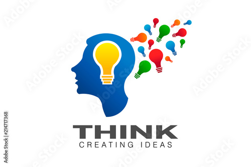 Thinking Brain Creative Imagination. Vector Logo Symbol