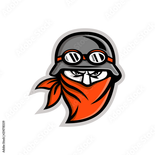 Motorcycle Club Outlaw Rider Wearing Bandanna Mascot