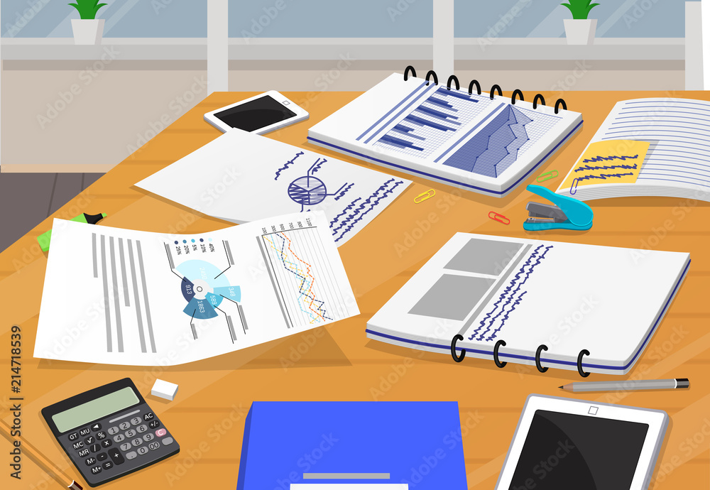 Naklejka premium Office Paper Documantation Vector Illustration