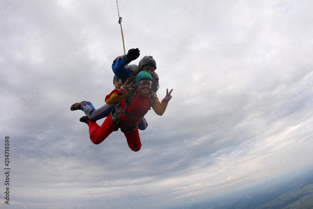 Skydiving. Tandem jump. Skydiving. Tandem jump.
