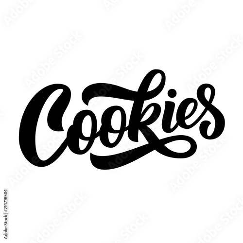 Cookeis hand lettering, custom typography, black ink brush calligrahy letters on white background. Vector type illustration