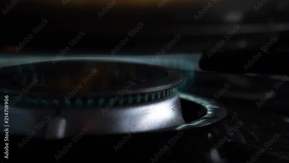 gas stove slow motion close up of blue flame gas stove slow motion close up of blue flame