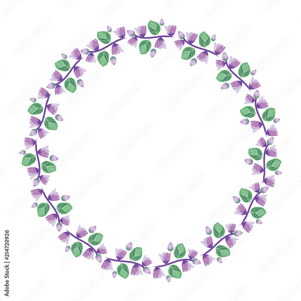 Cute Flower Floral Wreath Circle Frame Flat Illustration