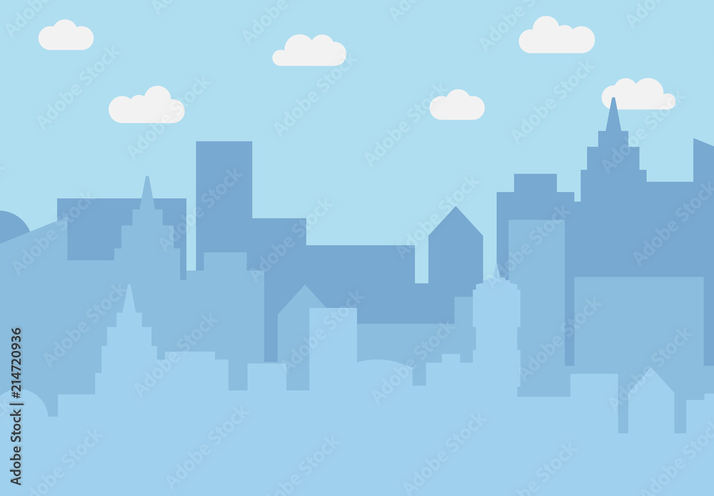 City landscape with skyscrapers in the daytime. Vector illustration
