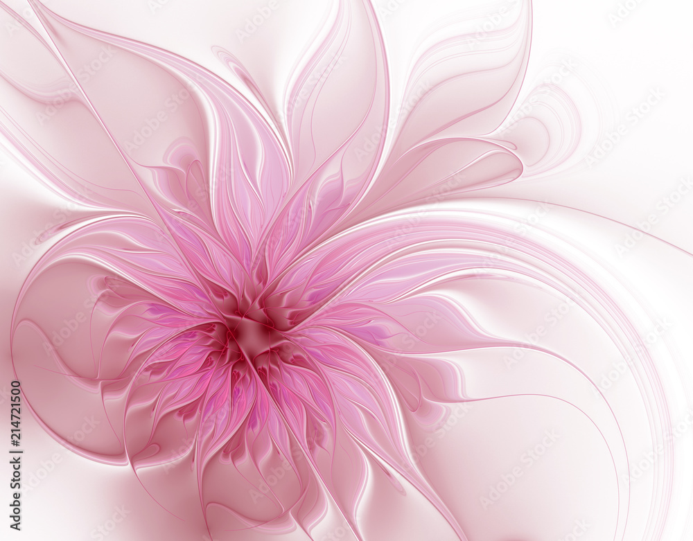 Naklejka premium Fractal menchii kwiat na białym tle