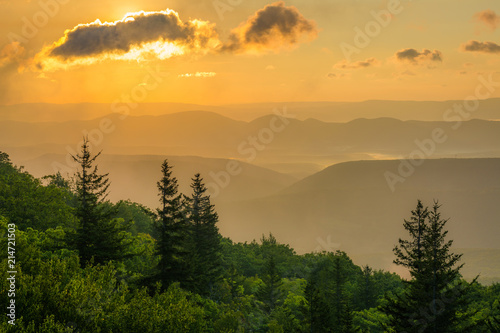 Sunrise view from Bear Rocks Preserve in Dolly Sods Wilderness, Monongahela National Forest, West Virginia. photo