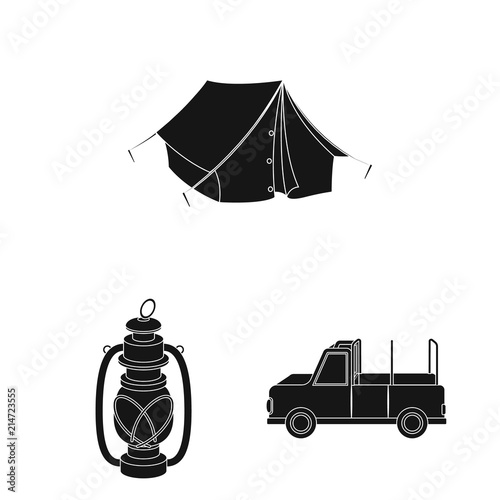 African Safari black icons in set collection for design. Trophies and equipment for Safari vector symbol stock web illustration.
