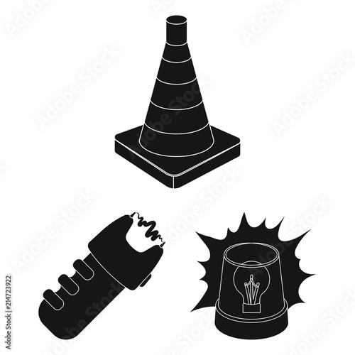 Police, Department black icons in set collection for design.Detective and accessories vector symbol stock web illustration.
