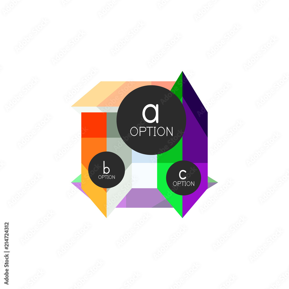 Abstract colorful geometric option infographics design template with sample abc options. Abstract background for business presentation or information banner Abstract colorful geometric option infographics design template with sample abc options. Abstract background for business presentation or information banner