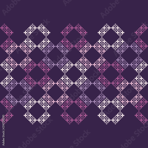 Seamless abstract geometric pattern. Mosaic texture. Cross-stitch. Textile rapport.