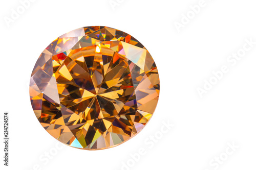 Yellow sapphire diamonds on the white background with clipping path