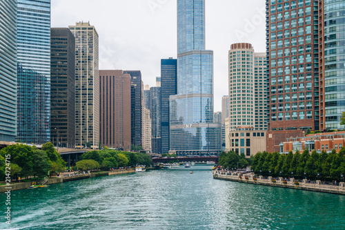 The Chicago River, in Chicago, Illinois © jonbilous