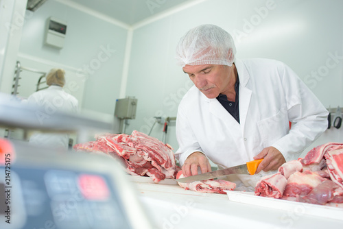 cutting the meat