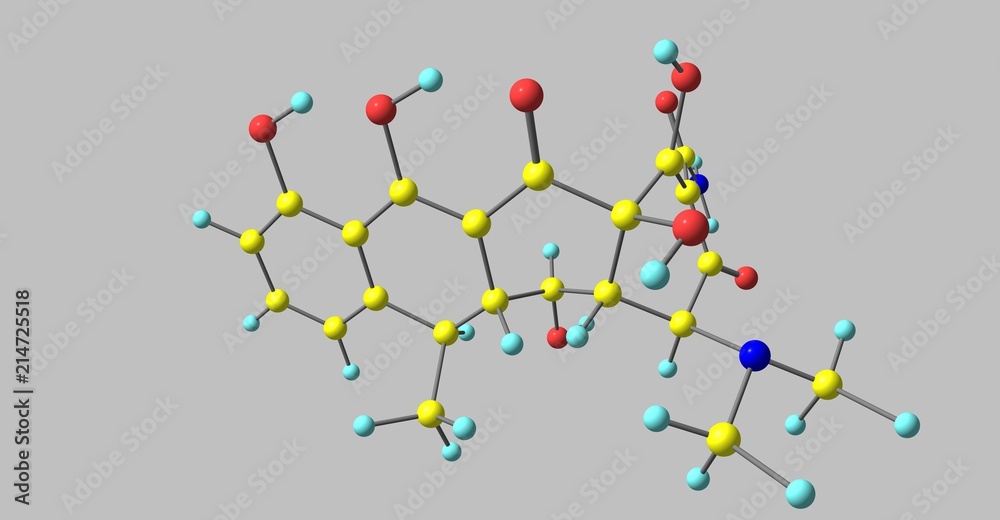 Doxycycline molecular structure isolated on grey
