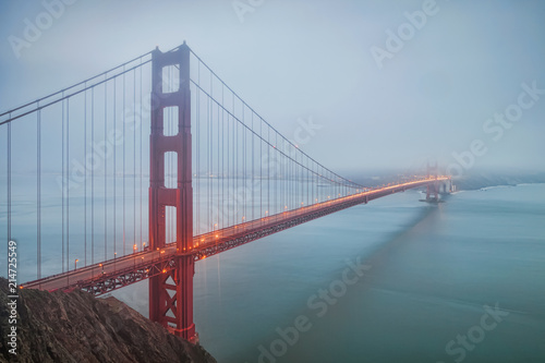 Golden Gate Bridge on a Foggy Morning