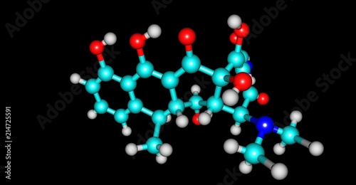Doxycycline molecular structure isolated on black photo
