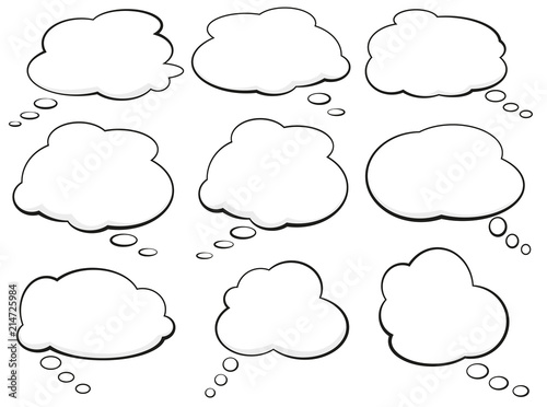 set of comic speech bubbles and thought balloons vector illustration