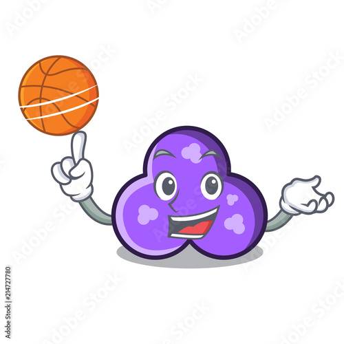 With basketball trefoil character cartoon style photo
