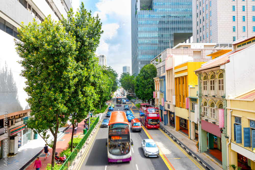 Naklejka premium ruch uliczny w Singapurze