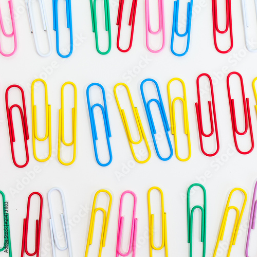 Metal paper clip isolated on a white background