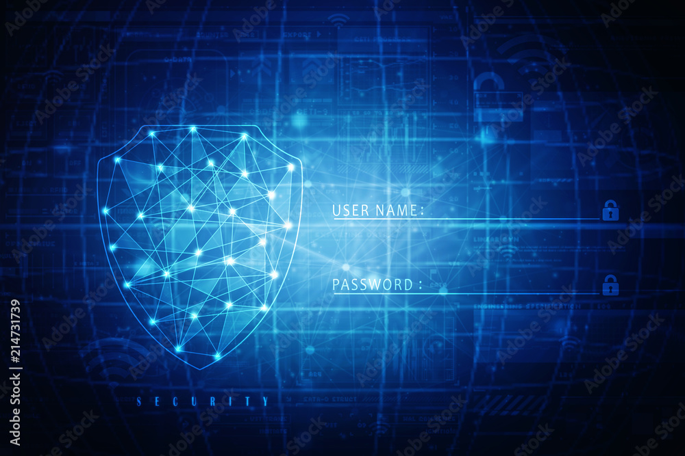 2d illustration Security concept - shield on digital code background 2d illustration Security concept - shield on digital code background