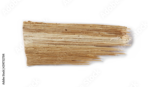 Piece of broken wooden plank isolated on white, board background