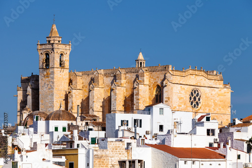 Konstfotografi View of the Santa Maria de Ciutadella Cathedral, in Ciutadella, Menorca