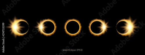 Vector illustration: Realistic Phases of solar or lunar eclipse
