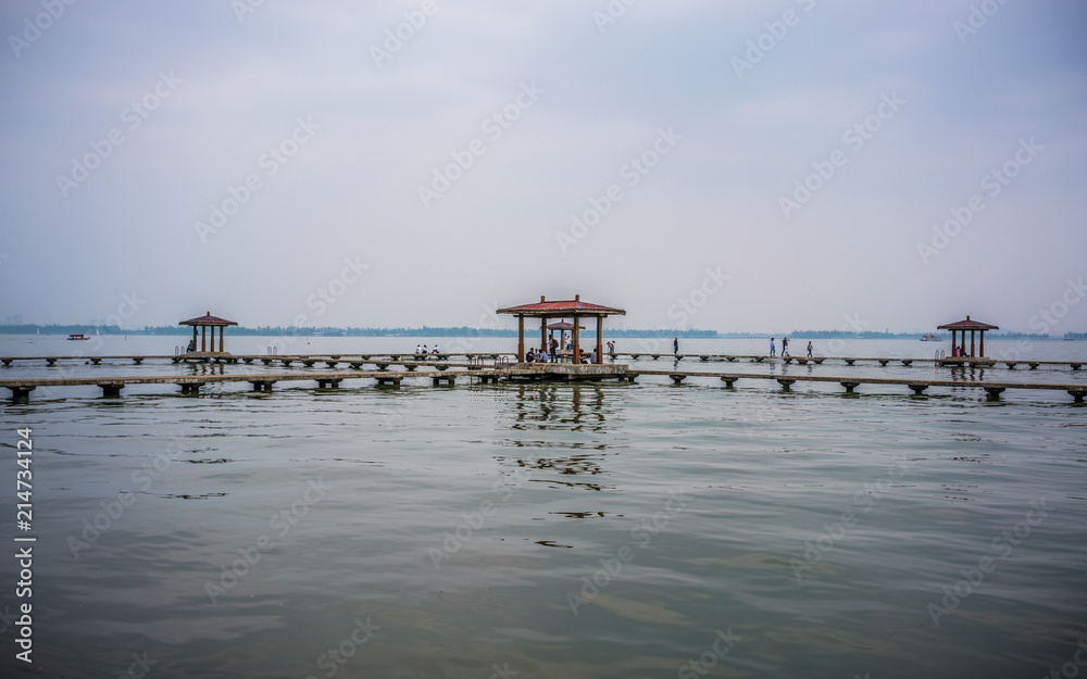 Pavilion at Donghu east lake in Wuhan Hubei China