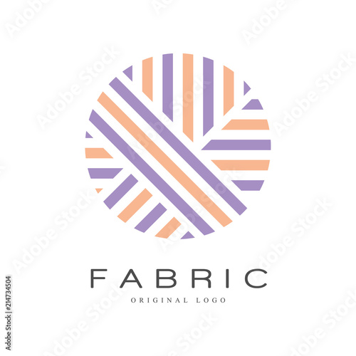Fabric original logo template, creative sign for yarn shop, craft store, company identity, advertising, poster, banner, flyer vector Illustration