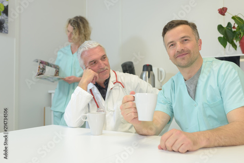 doctor taking coffee break