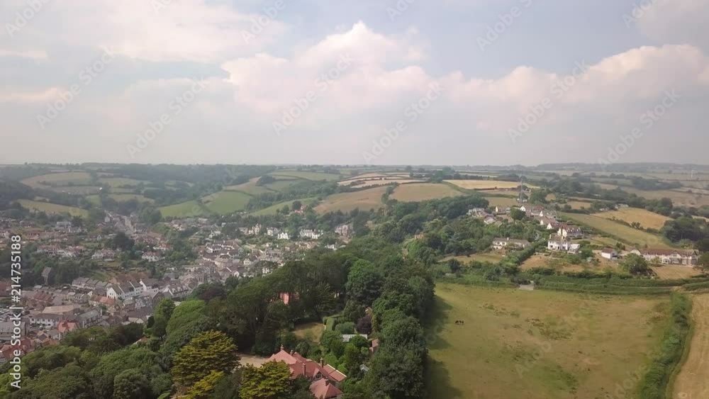 Beer countryside, England. Rearwards aerial shot. Beer countryside, England. Rearwards aerial shot.