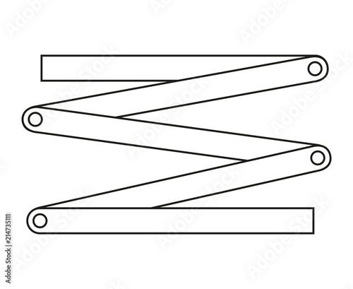 Line art black and white folding ruler