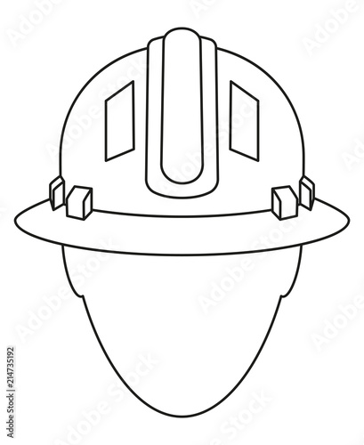 Line art black white construction worker avatar