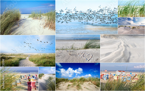 Urlaubs-Collage: Friesland, Nordsee, Strand auf Langenoog: Dünen, Meer, Entspannung, Ruhe, Glück, Freude, Erholung, Ferien, Urlaub, Meditation :)