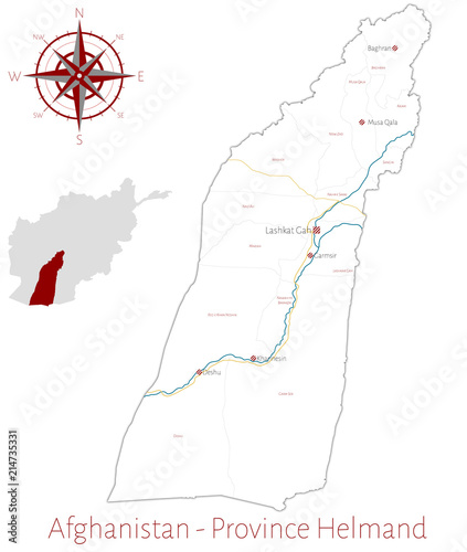 Large and detailed map of the afghan province of Helmand.