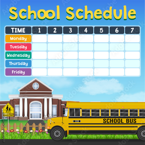 school schedule timetable with student items